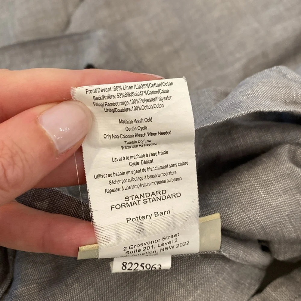 Set of Two Standard Pottery Barn Quilted Linen, Silk and Cotton Blend Shams